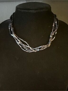 RAgE Vintage Multi-Strand Beaded Necklace with Silver Clasp
